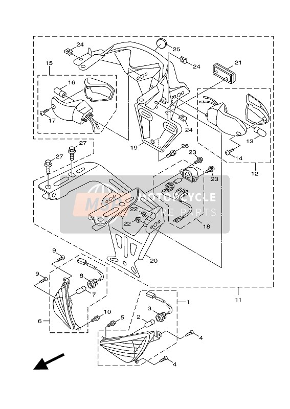 52SH33300000, Freccia Post. Sx, Yamaha, 0